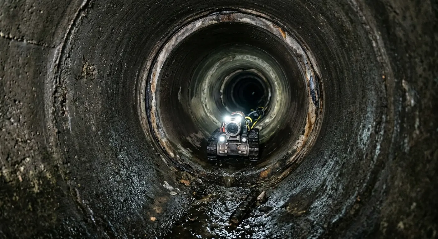 Robotic sewer camera inspecting pipe interior for Sewer Line Cleaning in Bessemer